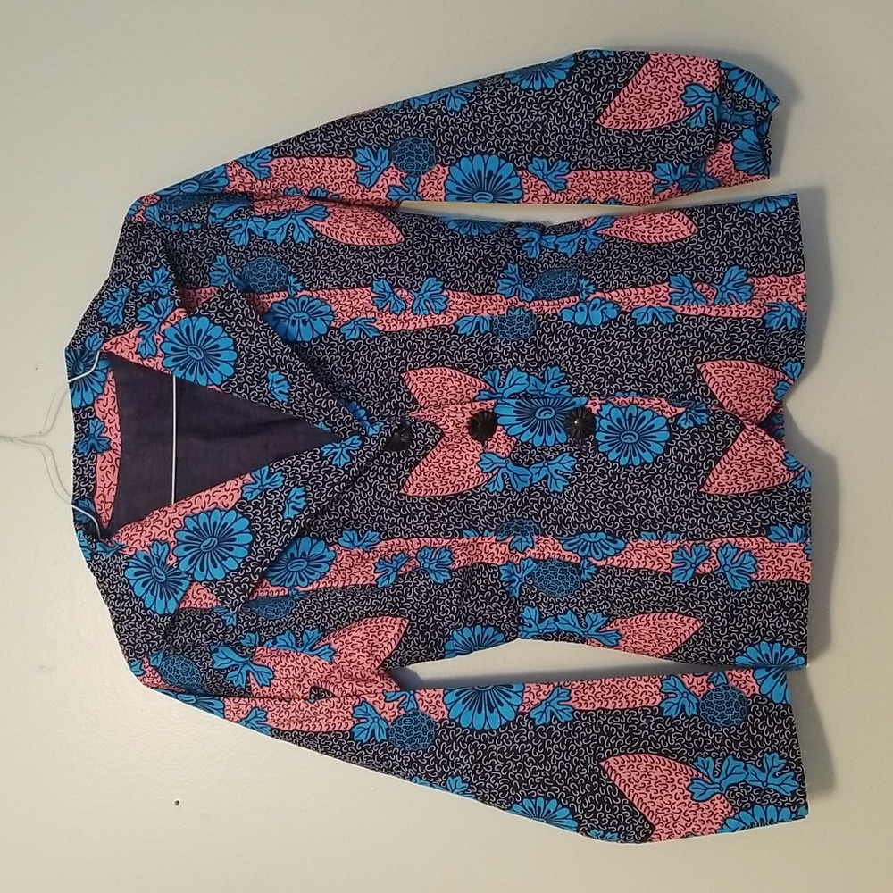 Handmade Retro Art Abstract Floral Blazer